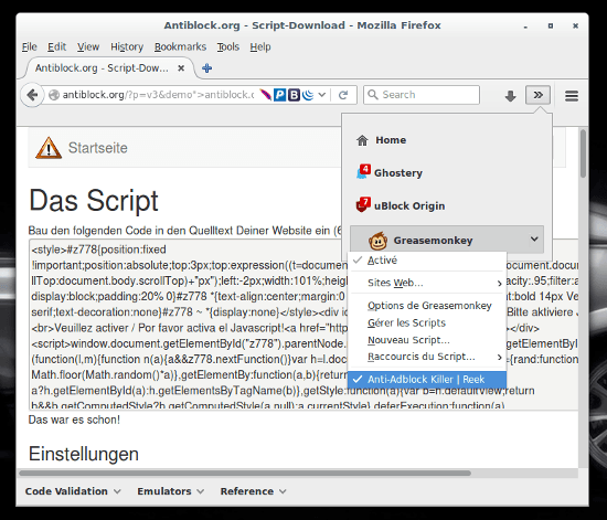 Anti Adblock Killer Tueur De Bloqueurs Adblock Memo Linux