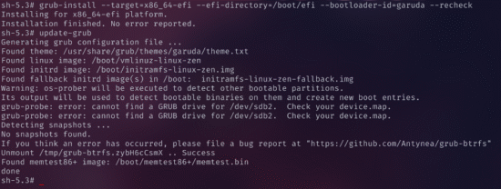 Réinstallation de GRUB