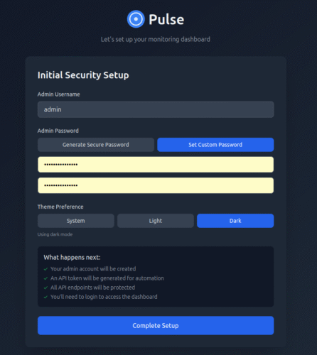 Configuration initiale Pulse